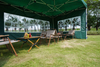 Tenda para feiras comerciais de 10 * 15 pés com impressão de logotipo personalizado, dossel de gazebo de marca hexagonal para eventos de negócios com pano
