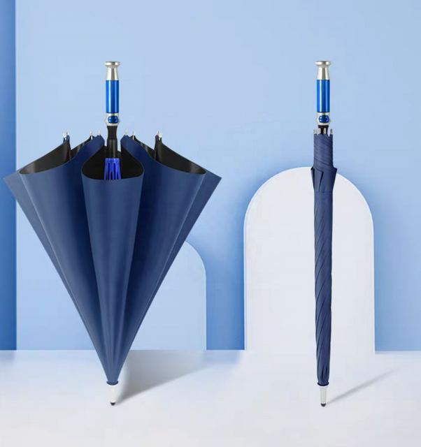 Guarda-chuva automático de alta qualidade, vermelho, preto, 30 polegadas, cabo reto, camadas duplas, tecido pongee, guarda-chuva de golfe, logotipo personalizado
