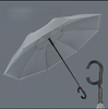 Novo guarda-chuva de carro inverso com logotipo personalizado, camada dupla de dentro para fora, alça em forma de c, design invertido, dobrável, guarda-chuva de chuva reverso