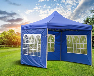 Tenda pop-up dobrável de aço portátil, eventos de impressão de logotipo personalizável à prova d'água com parede lateral da janela